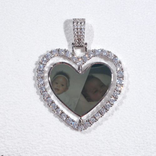 3D Spinning 2-Faced Heart Custom Picture Pendant