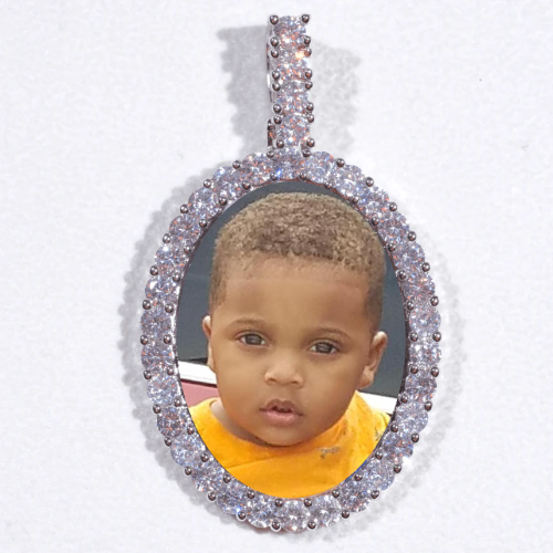 Large 3D Oval Custom Picture Pendant
