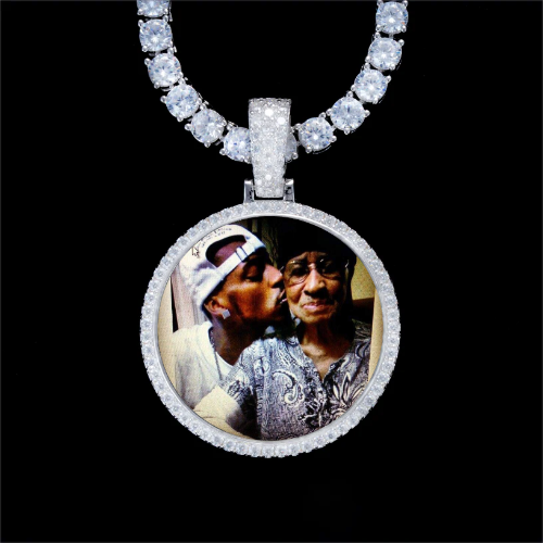 925S & VVS Moissanite 3D Circle Custom Picture Pendant