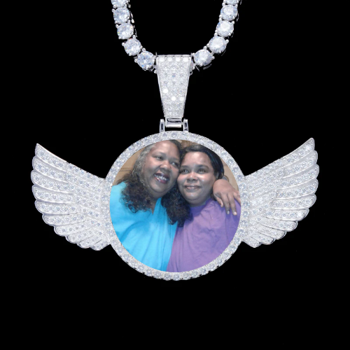 925S & VVS Moissanite 3D Wing Custom Picture Pendant