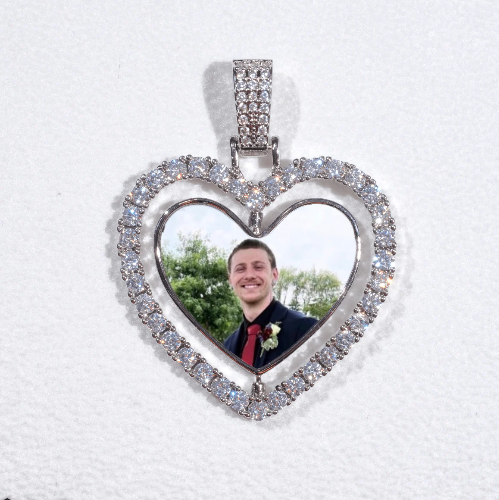 3D Spinning 2-Faced Heart Custom Picture Pendant
