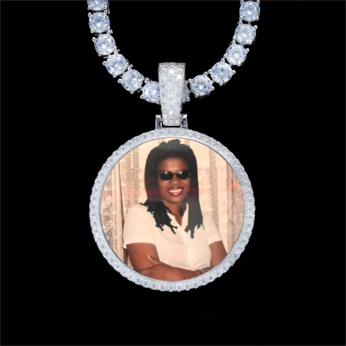 925S & VVS Moissanite 3D Circle Custom Picture Pendant