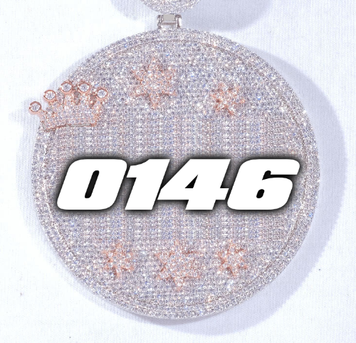 CUSTOM LETTER NECKLACE 3D BIG CROWN DISC
