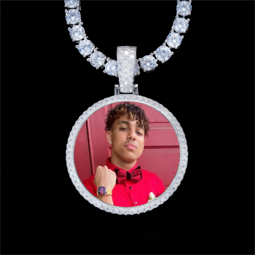 925S & VVS Moissanite 3D Circle Custom Picture Pendant
