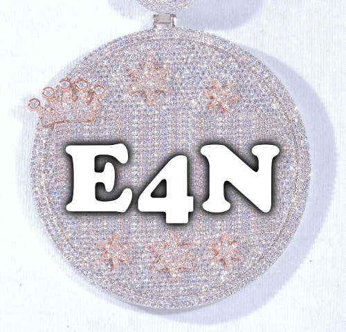 CUSTOM LETTER NECKLACE 3D BIG CROWN DISC