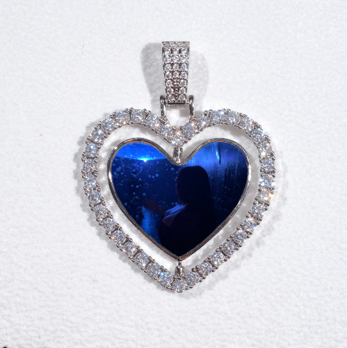 3D Spinning 2-Faced Heart Custom Picture Pendant