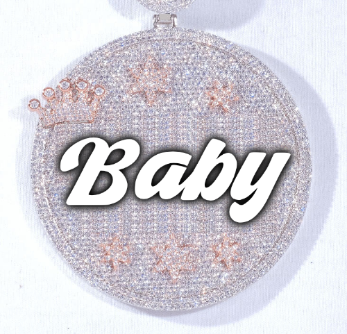 CUSTOM LETTER NECKLACE 3D BIG CROWN DISC