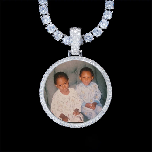 925S & VVS Moissanite 3D Circle Custom Picture Pendant