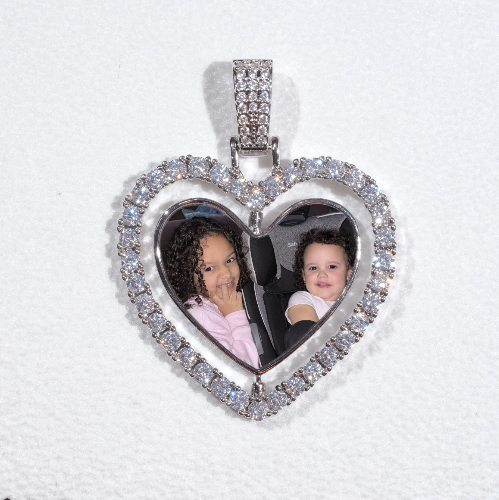 3D Spinning 2-Faced Heart Custom Picture Pendant