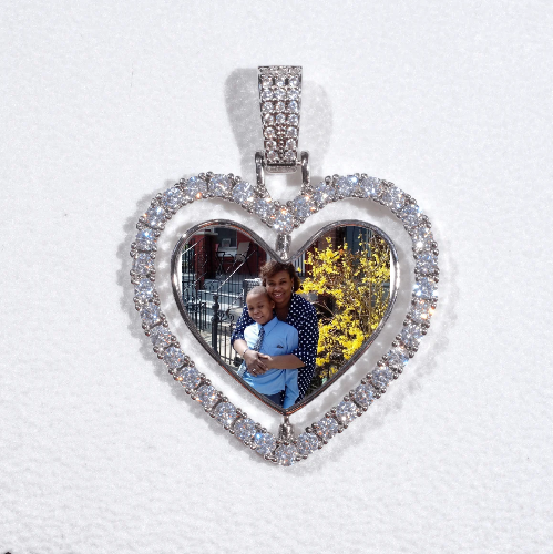 3D Spinning 2-Faced Heart Custom Picture Pendant