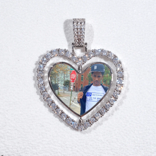 3D Spinning 2-Faced Heart Custom Picture Pendant