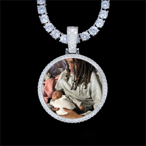 925S & VVS Moissanite 3D Circle Custom Picture Pendant