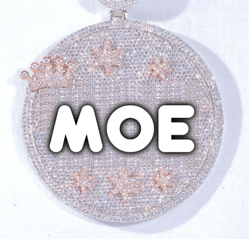CUSTOM LETTER NECKLACE 3D BIG CROWN DISC
