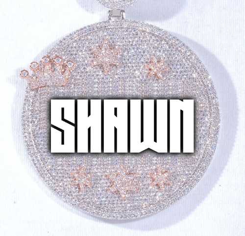 CUSTOM LETTER NECKLACE 3D BIG CROWN DISC
