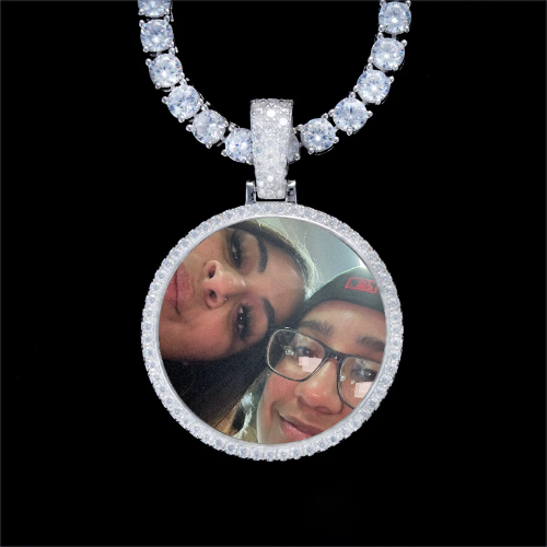 925S & VVS Moissanite 3D Circle Custom Picture Pendant