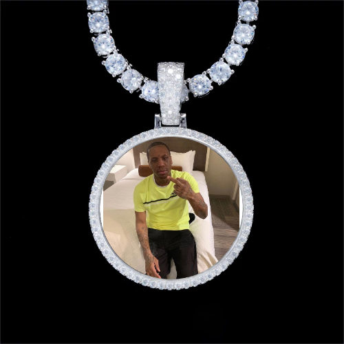 925S & VVS Moissanite 3D Circle Custom Picture Pendant