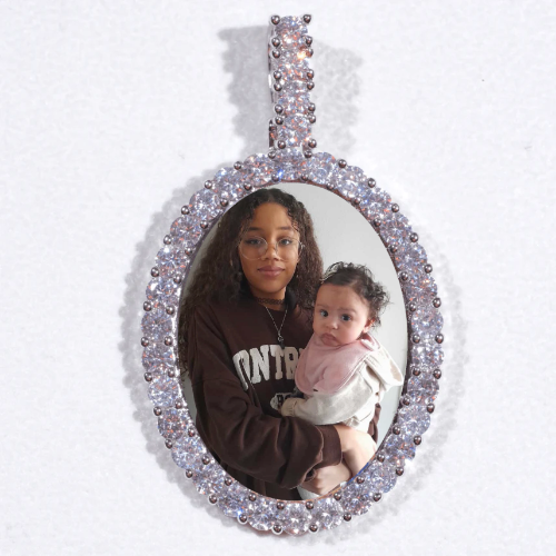 Large 3D Oval Custom Picture Pendant