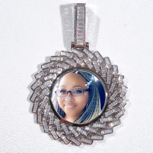 Large 3D Baguette Custom Picture Pendant