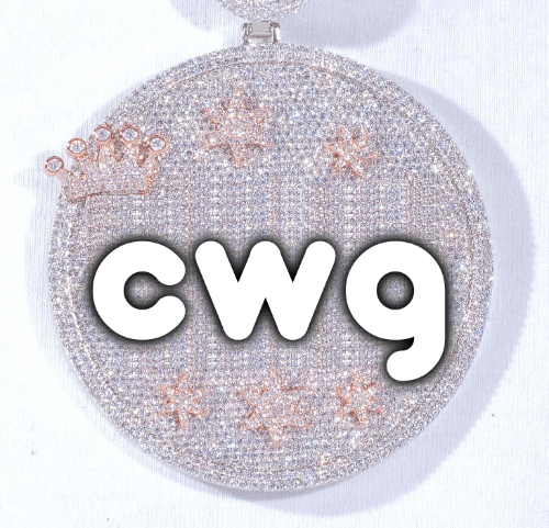 CUSTOM LETTER NECKLACE 3D BIG CROWN DISC