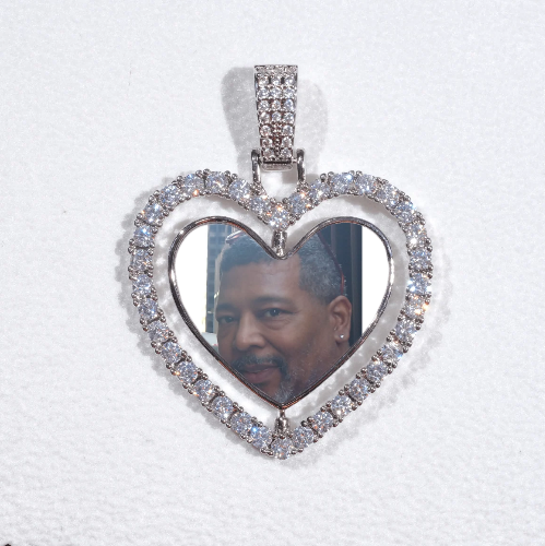 3D Spinning 2-Faced Heart Custom Picture Pendant