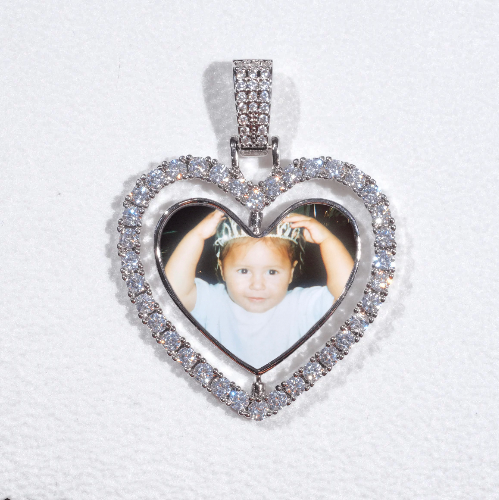 3D Spinning 2-Faced Heart Custom Picture Pendant