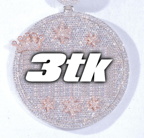 CUSTOM LETTER NECKLACE 3D BIG CROWN DISC