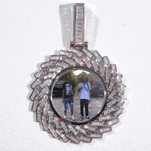 Large 3D Baguette Custom Picture Pendant