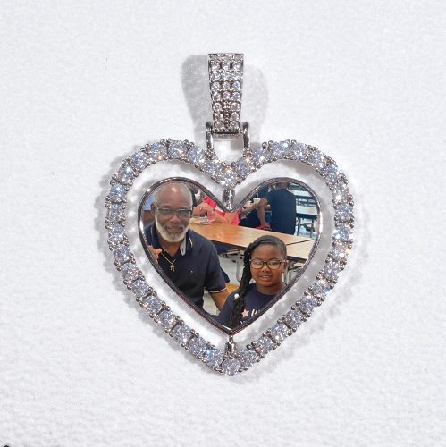 3D Spinning 2-Faced Heart Custom Picture Pendant