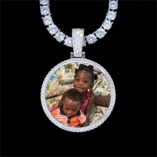 925S & VVS Moissanite 3D Circle Custom Picture Pendant