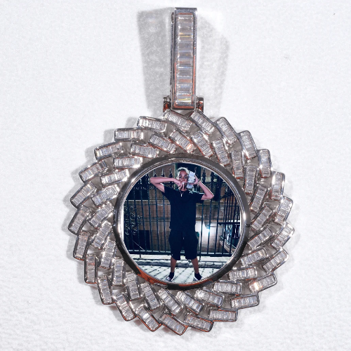 Large 3D Baguette Custom Picture Pendant