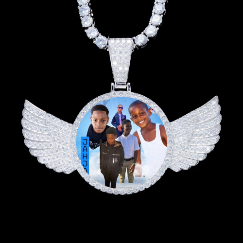 925S & VVS Moissanite 3D Wing Custom Picture Pendant