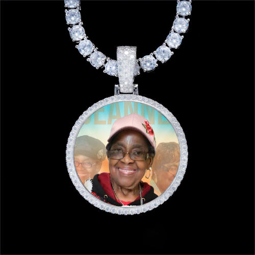 925S & VVS Moissanite 3D Circle Custom Picture Pendant
