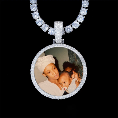 925S & VVS Moissanite 3D Circle Custom Picture Pendant