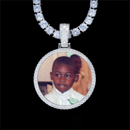 925S & VVS Moissanite 3D Circle Custom Picture Pendant