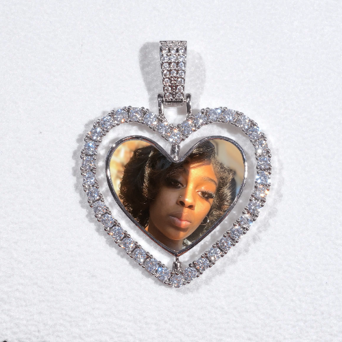 3D Spinning 2-Faced Heart Custom Picture Pendant