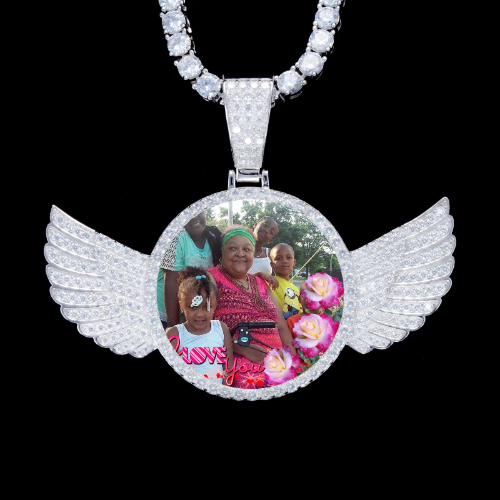925S & VVS Moissanite 3D Wing Custom Picture Pendant