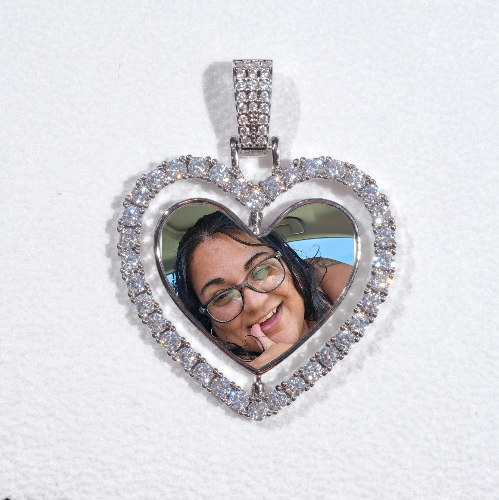 3D Spinning 2-Faced Heart Custom Picture Pendant