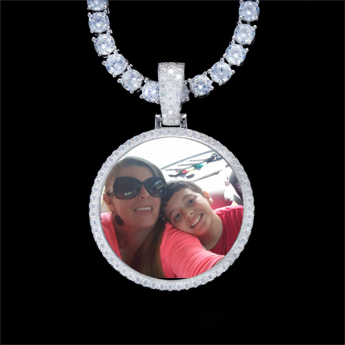 925S & VVS Moissanite 3D Circle Custom Picture Pendant
