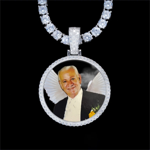 925S & VVS Moissanite 3D Circle Custom Picture Pendant