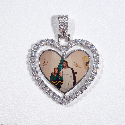 3D Spinning 2-Faced Heart Custom Picture Pendant