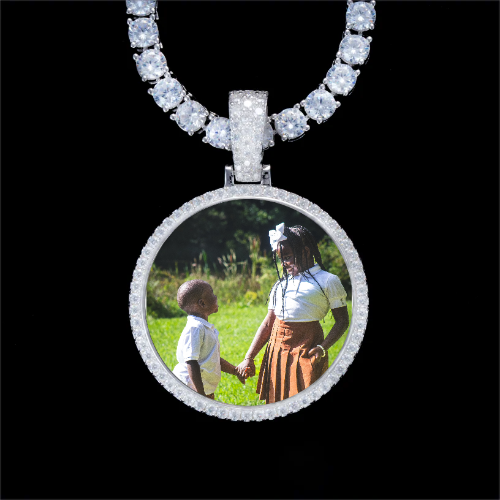 925S & VVS Moissanite 3D Circle Custom Picture Pendant
