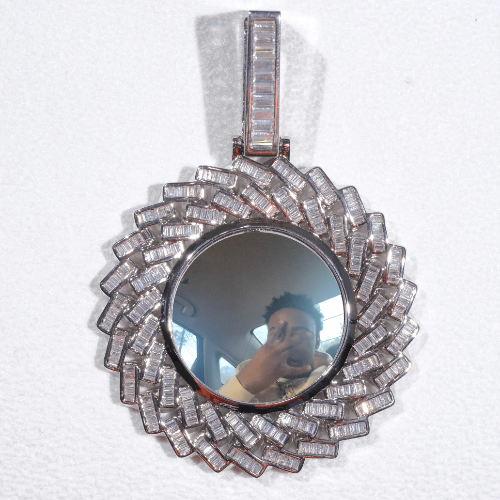 Large 3D Baguette Custom Picture Pendant