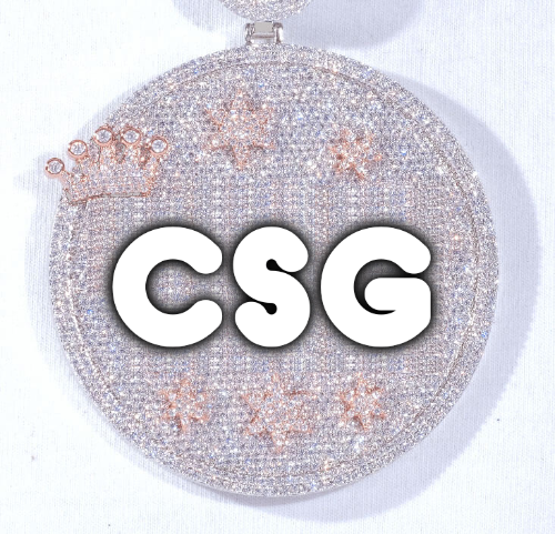 CUSTOM LETTER NECKLACE 3D BIG CROWN DISC