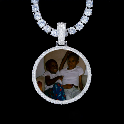 925S & VVS Moissanite 3D Circle Custom Picture Pendant
