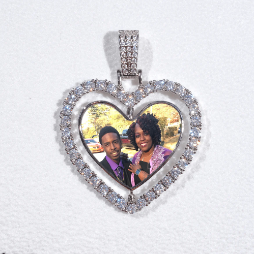 3D Spinning 2-Faced Heart Custom Picture Pendant