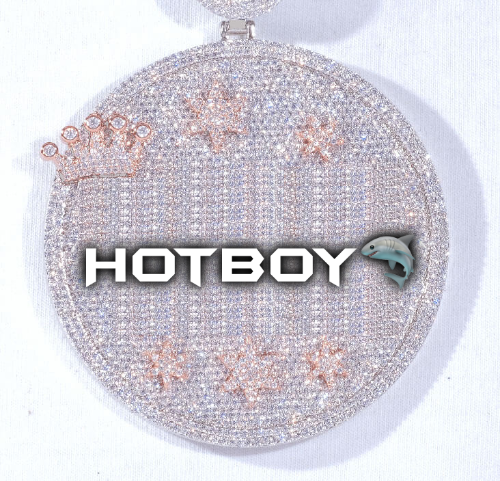 CUSTOM LETTER NECKLACE 3D BIG CROWN DISC