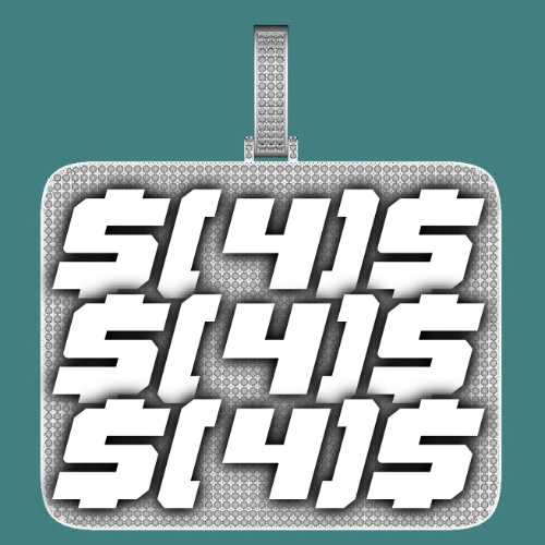 CUSTOM LETTER NECKLACE 3D BIG SQUARE