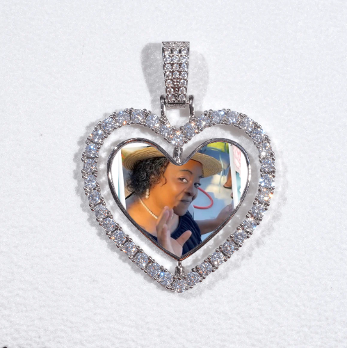 3D Spinning 2-Faced Heart Custom Picture Pendant