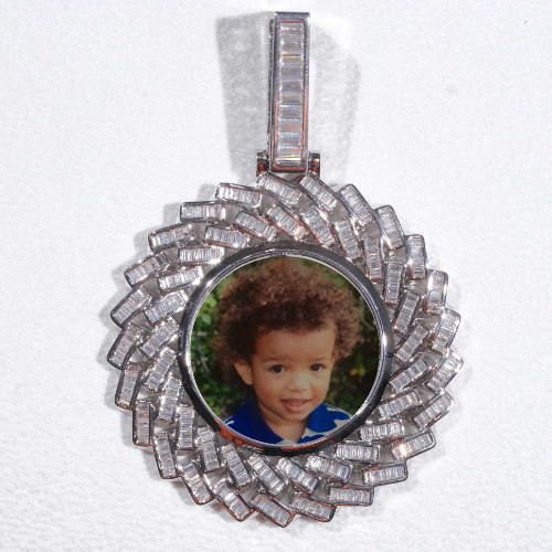 Large 3D Baguette Custom Picture Pendant