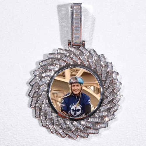 Large 3D Baguette Custom Picture Pendant